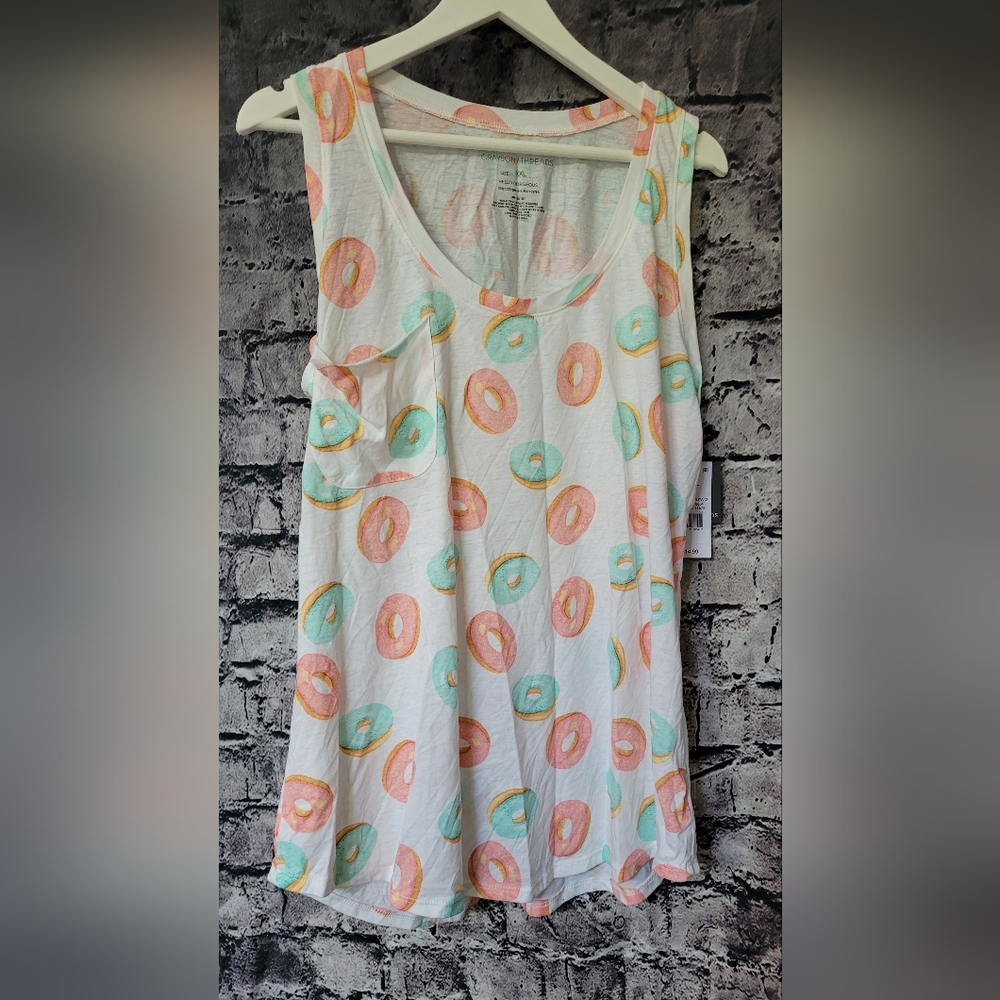 Ladies flowing Donut Tank lightweight with pocket various sizes